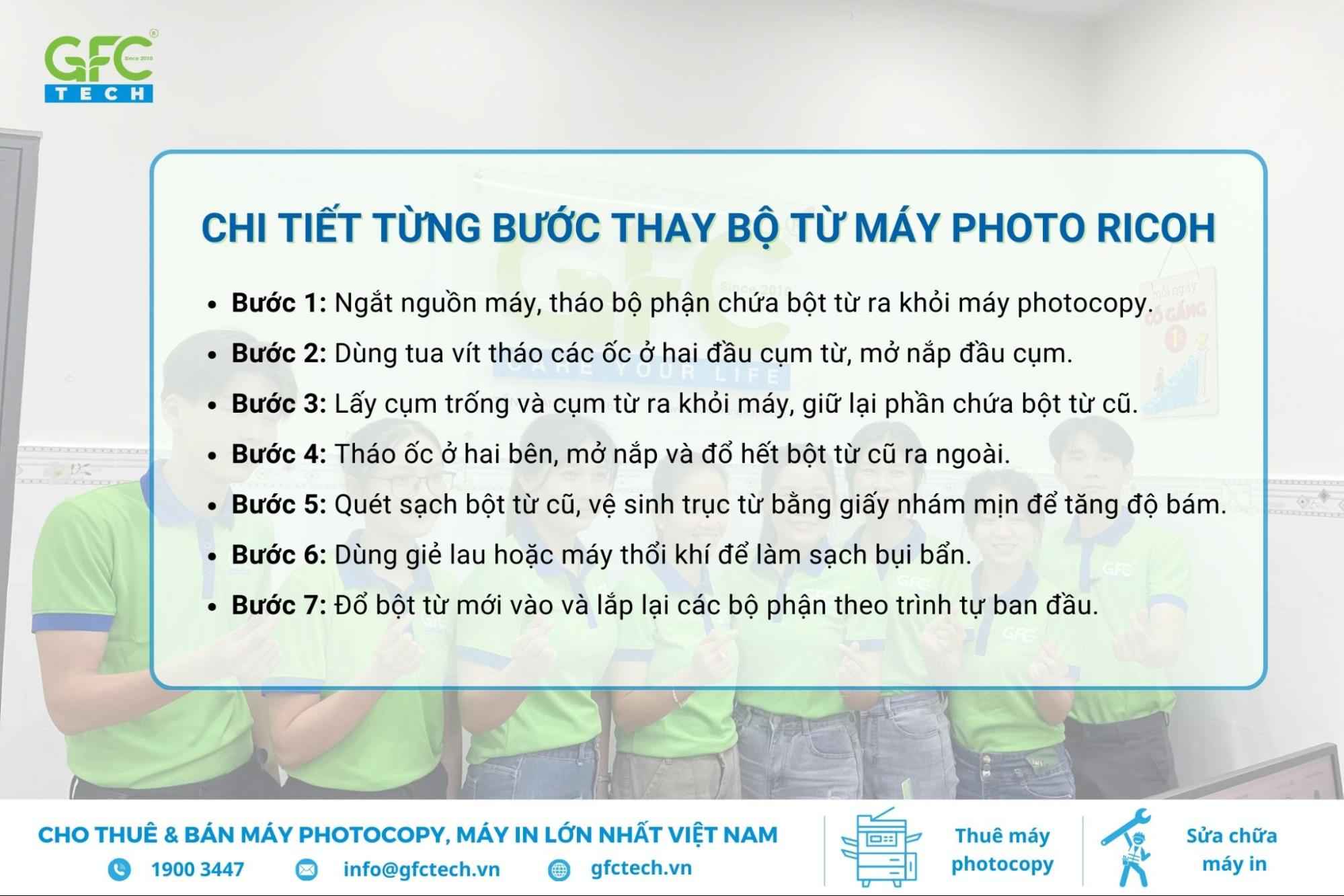 cách thay bột từ máy photo ricoh