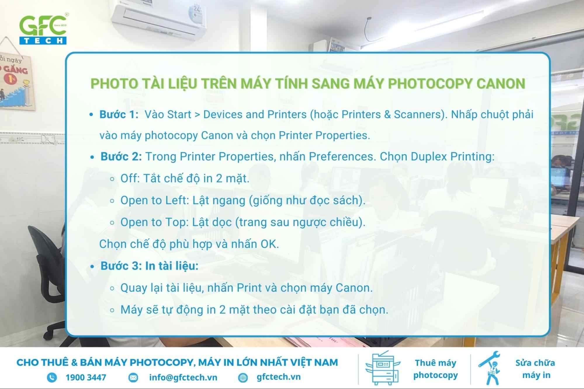 chọn in 2 mặt trên máy photocopy