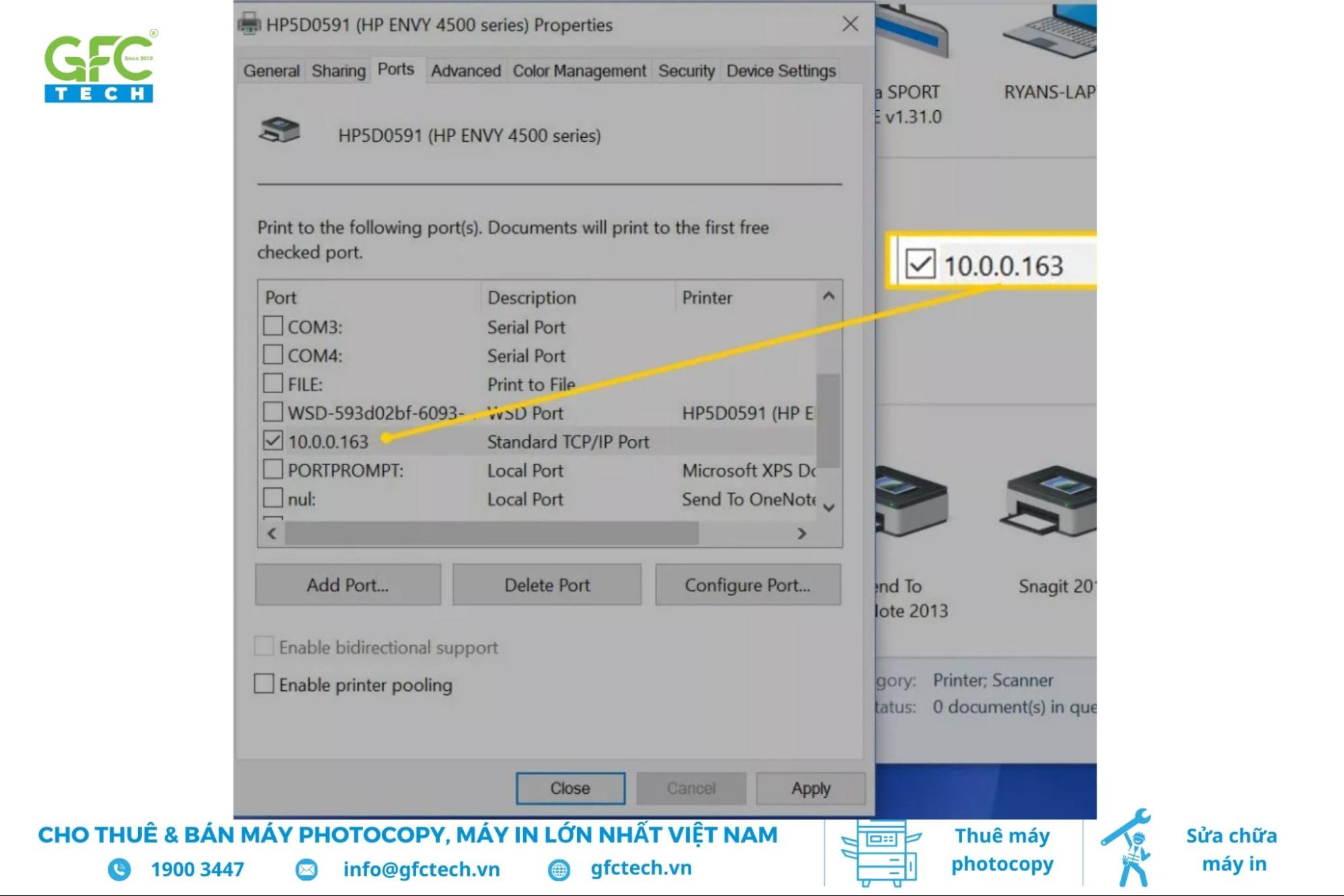 xem ip máy in