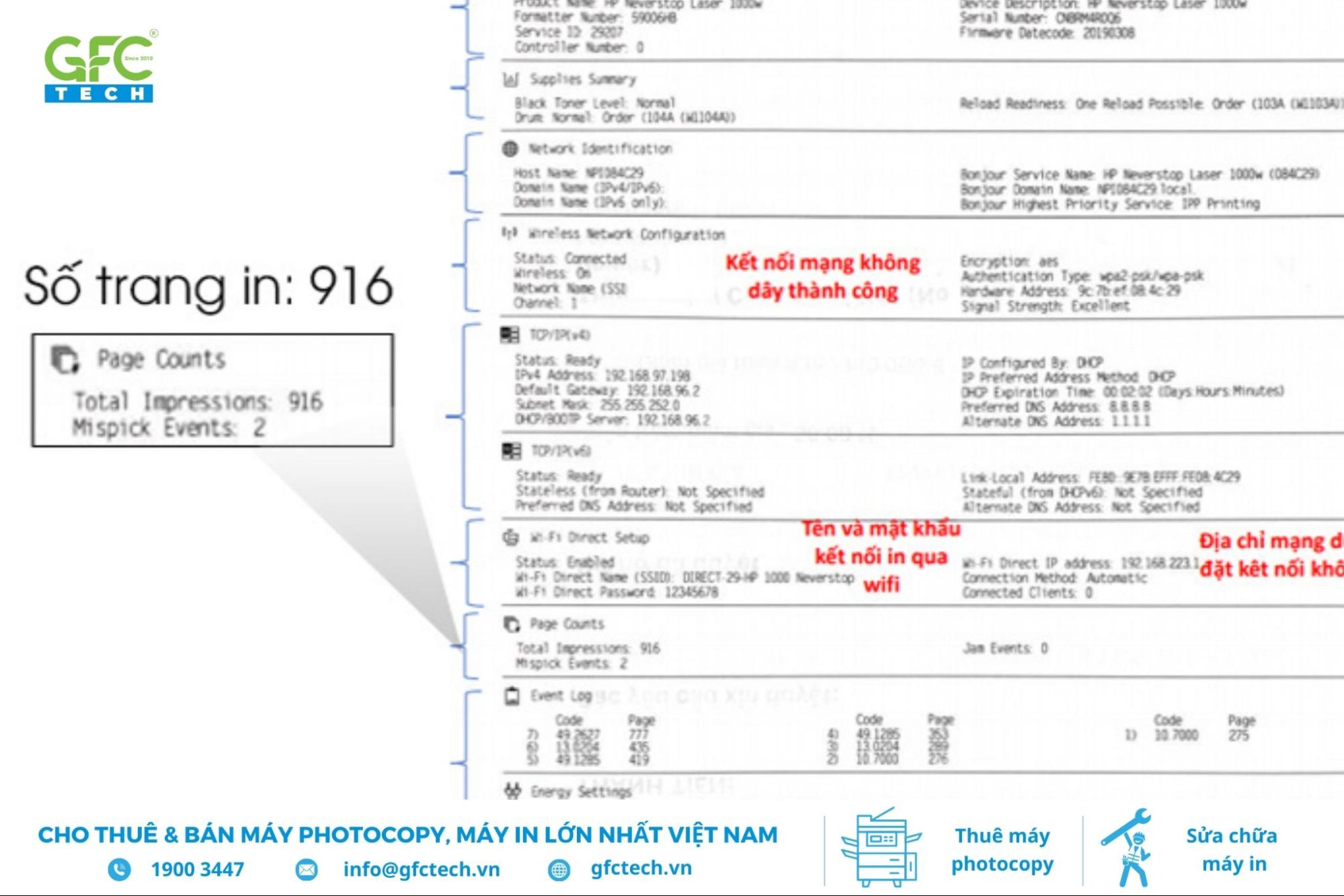 làm sao biết máy in đã in bao nhiêu trang