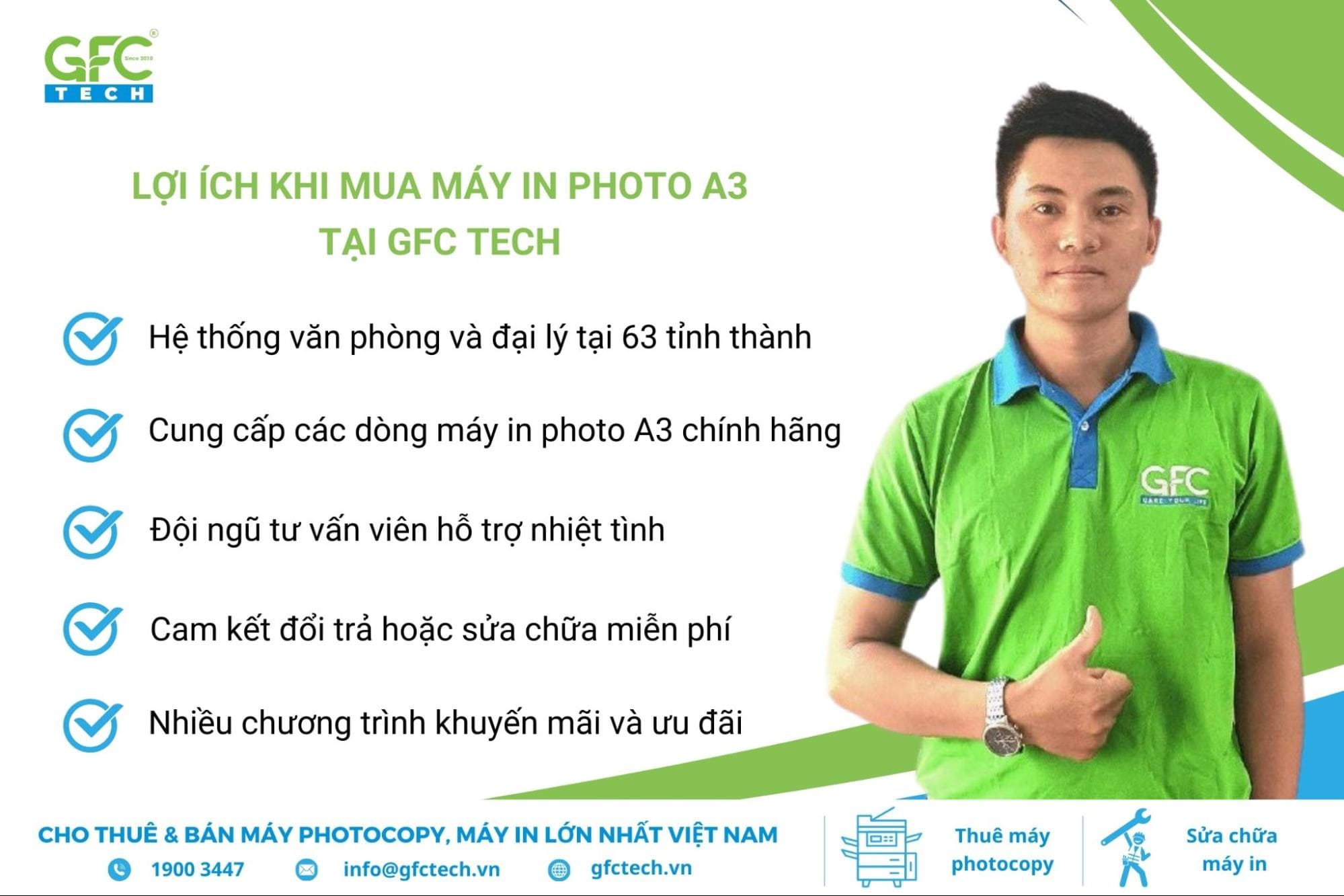 GFC Tech cam kết cung các dòng máy in photo A3 chính hãng 